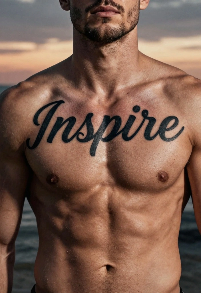 12 Chest Word Tattoo Ideas for Men: Bold and Masculine - 11. Inspire 1