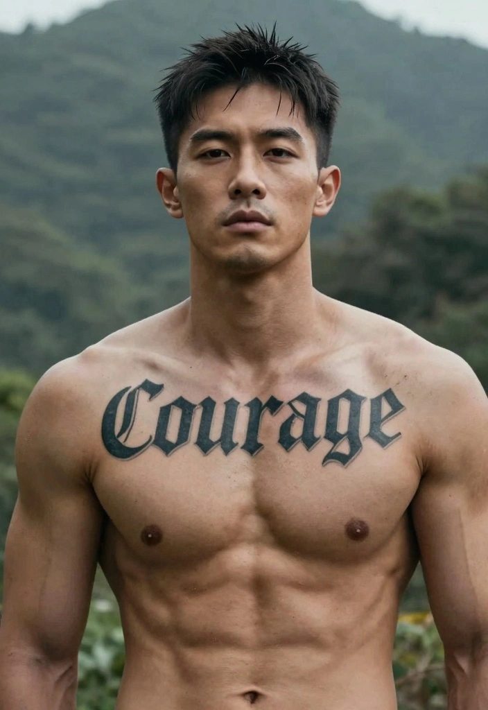 12 Chest Word Tattoo Ideas for Men: Bold and Masculine - 2. Courage 1