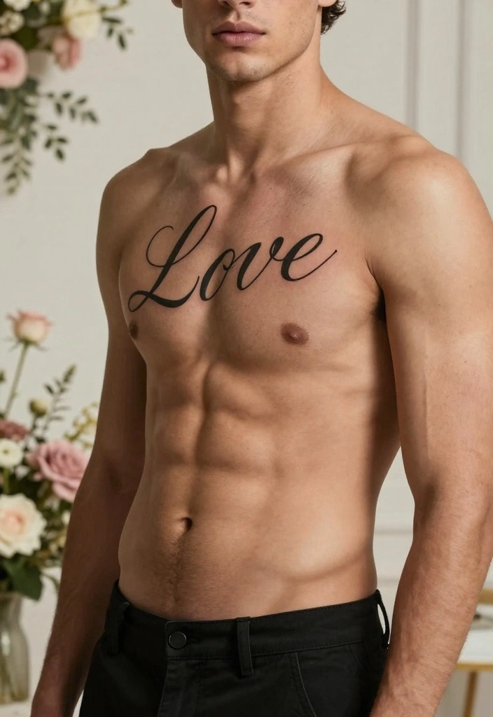 12 Chest Word Tattoo Ideas for Men: Bold and Masculine - 9. Love 1