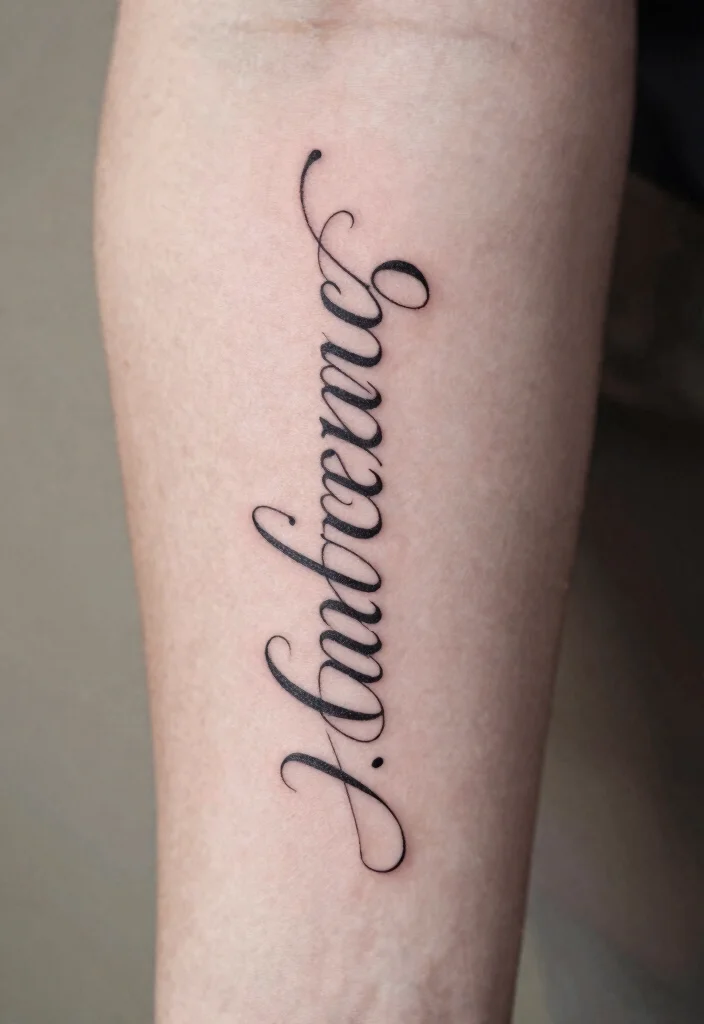 12 Child Name Tattoo Ideas With Elegant Placement Options - 10. Curvy Name on the Spine 1