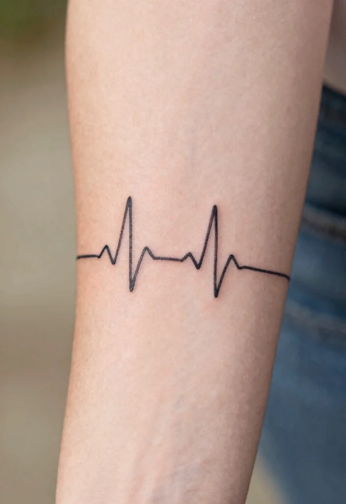 12 Child Name Tattoo Ideas With Elegant Placement Options - 2. Heartbeat Line with Name Integration 1