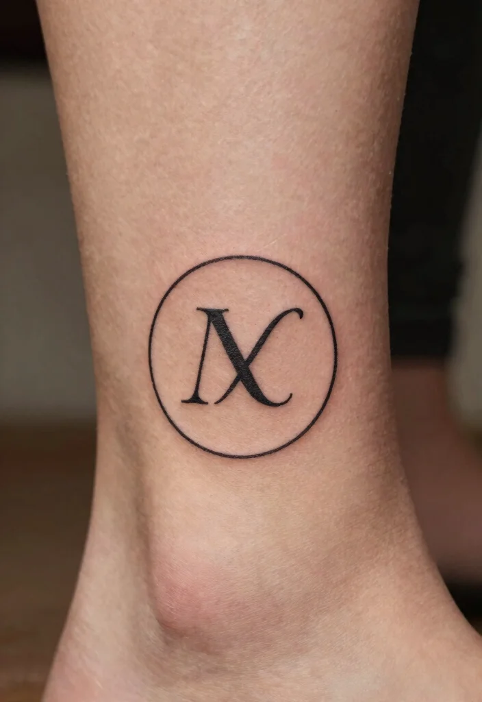 12 Child Name Tattoo Ideas With Elegant Placement Options - 5. Initials in a Minimalist Circle 1