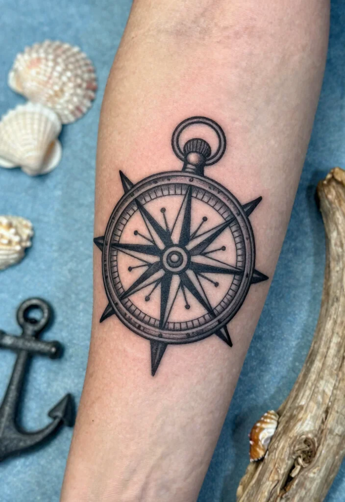 12 Compass Couple Tattoo Ideas: Symbolic and Romantic - 1. Classic Nautical Compass 1