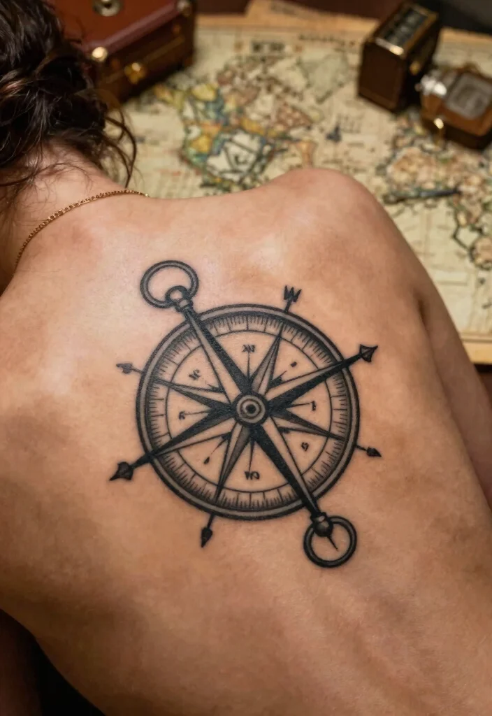12 Compass Couple Tattoo Ideas: Symbolic and Romantic - 12. Vintage Compass Tattoo 1