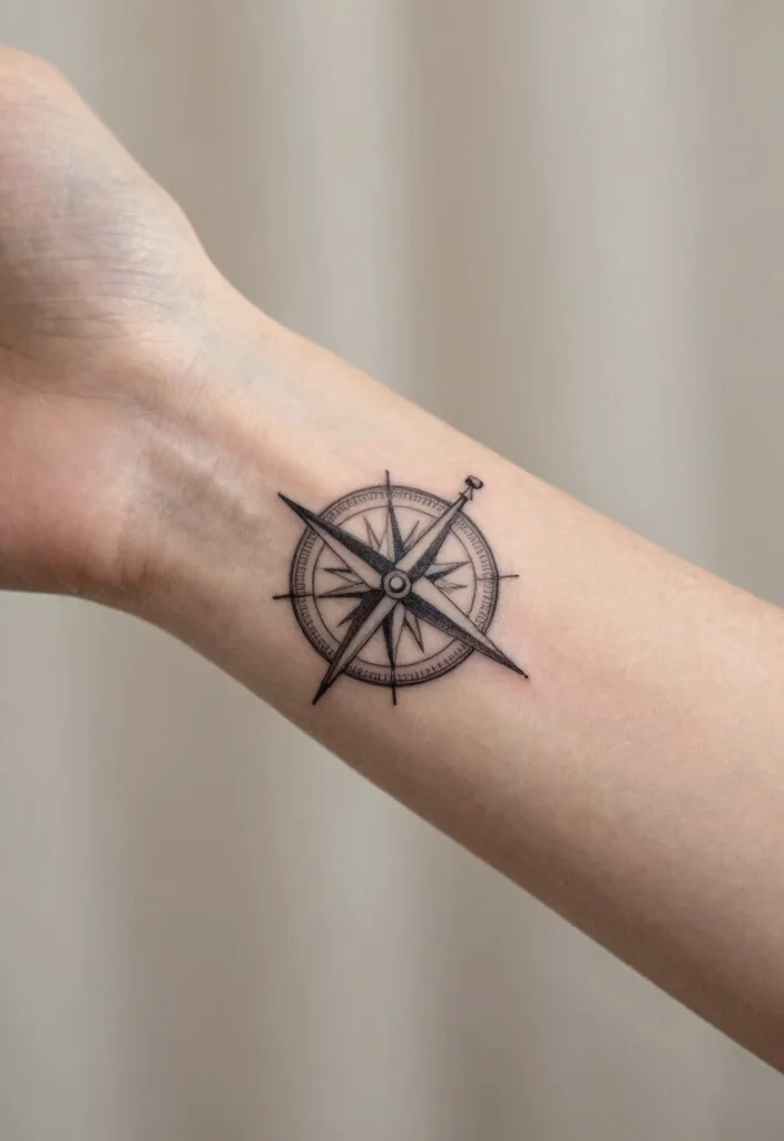 12 Compass Couple Tattoo Ideas: Symbolic and Romantic - 3. Minimalist Compass 1