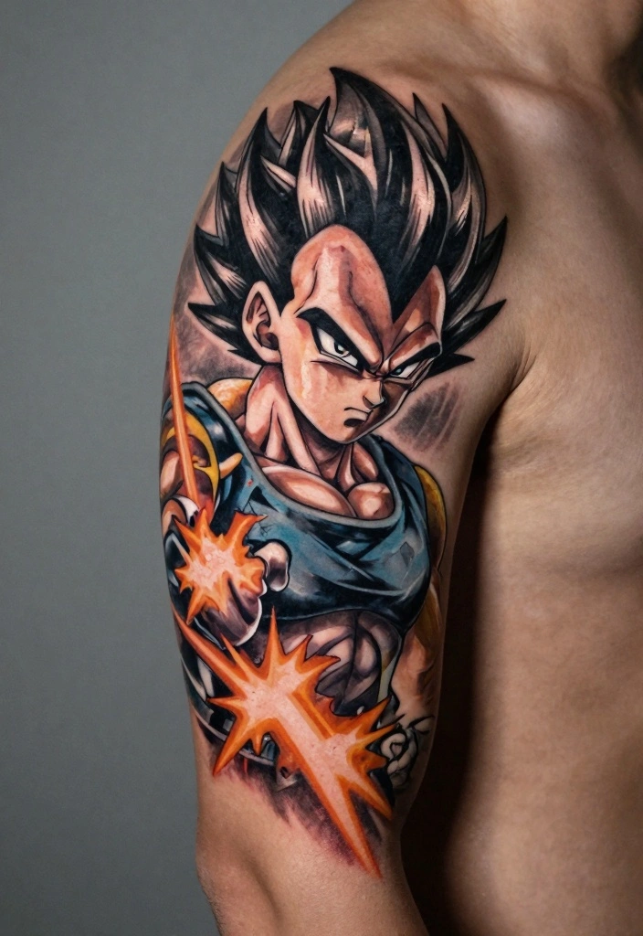12 Dragon Ball Z Dragon Tattoo Ideas: Iconic and Powerful - 3. Vegeta’s Warrior Aura 1