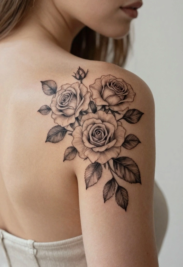 12 Fine Line Back Tattoo Ideas for Women: Clean and Minimal 1 12 Fine Line Back Tattoo Ideas for Women Clean and Minimal 1. Elegant Rose Cluster 0