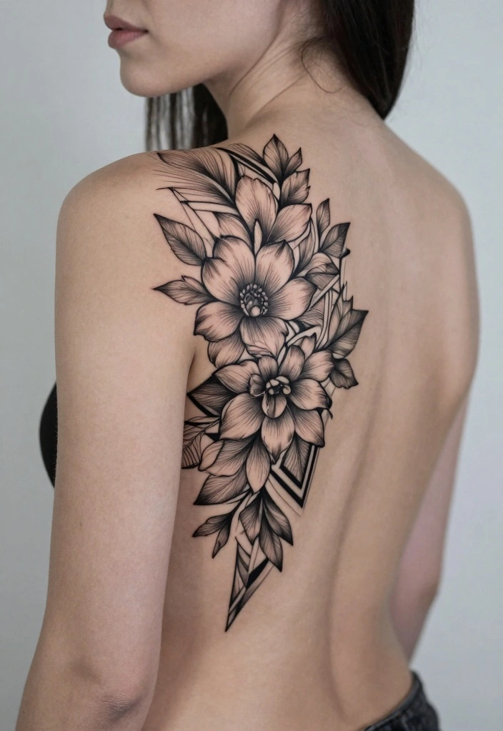 12 Fine Line Back Tattoo Ideas for Women: Clean and Minimal 34 12 Fine Line Back Tattoo Ideas for Women Clean and Minimal 4. Geometric Floral Patterns 0