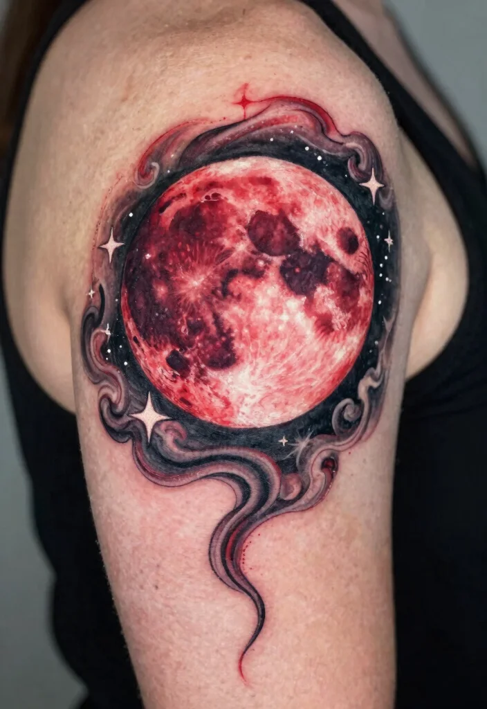 12 Friday the 13th Flash Tattoo Ideas Classic and Spooky - 11. Blood Moon Tattoo 1