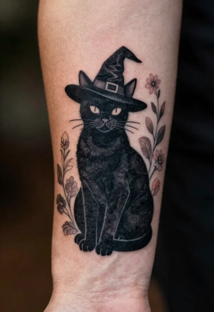 12 Friday the 13th Flash Tattoo Ideas Classic and Spooky - 2. Black Cat Silhouette 1