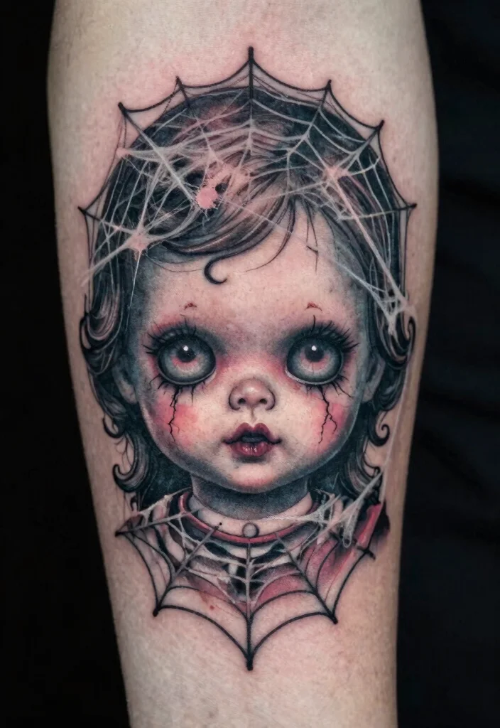 12 Friday the 13th Flash Tattoo Ideas Classic and Spooky - 4. Creepy Doll Face 1