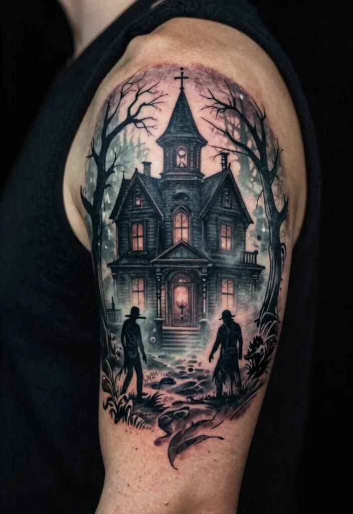 12 Friday the 13th Flash Tattoo Ideas Classic and Spooky - 5. Vintage Horror Movie Scene 1