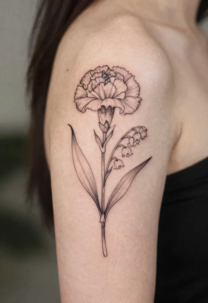 12 January and May Birth Flower Tattoo Ideas: Elegant Pairings 45 12 January and May Birth Flower Tattoo Ideas Elegant Pairings 5. Elegant Line Art 0