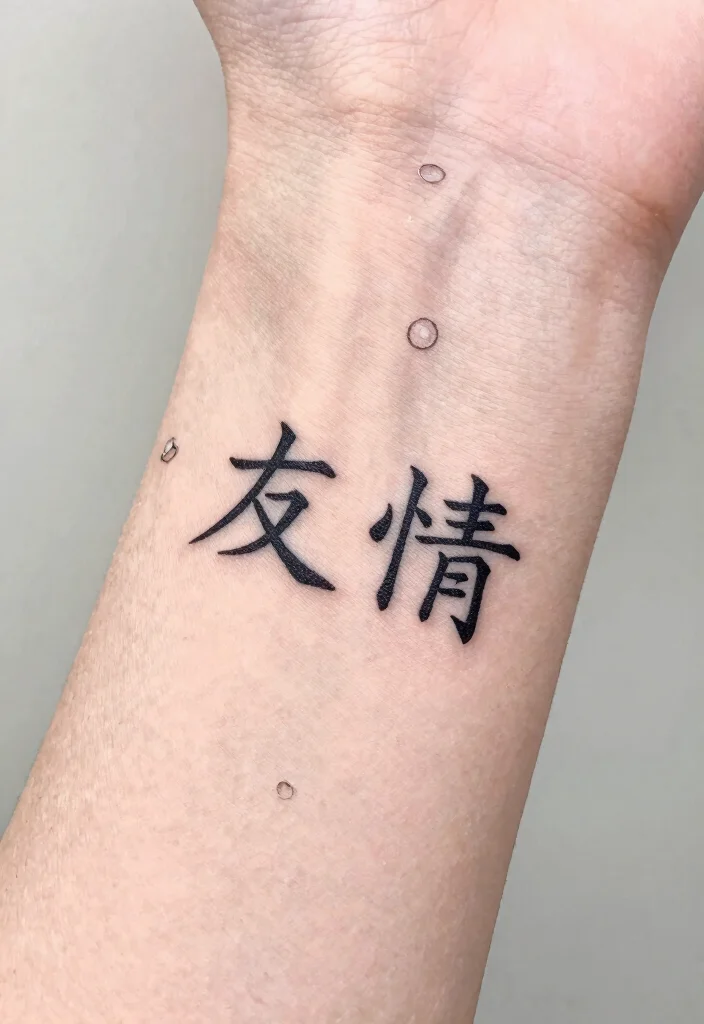 12 Japanese Word Tattoo Ideas With Cultural Meaning 67 12 Japanese Word Tattoo Ideas With Cultural Meaning - 7. 友情 (Yūjō) - Friendship 1
