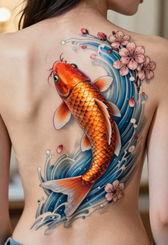 12 Koi Fish Back Tattoo Ideas for Black Women Bold and Symbolic 1. The Classic Koi Swirl 0