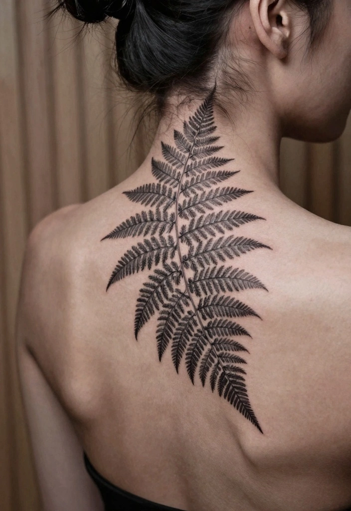 12 Minimal and Eye Catching Back of the Neck Tattoo Ideas 3. Delicate Fern Fronds 0