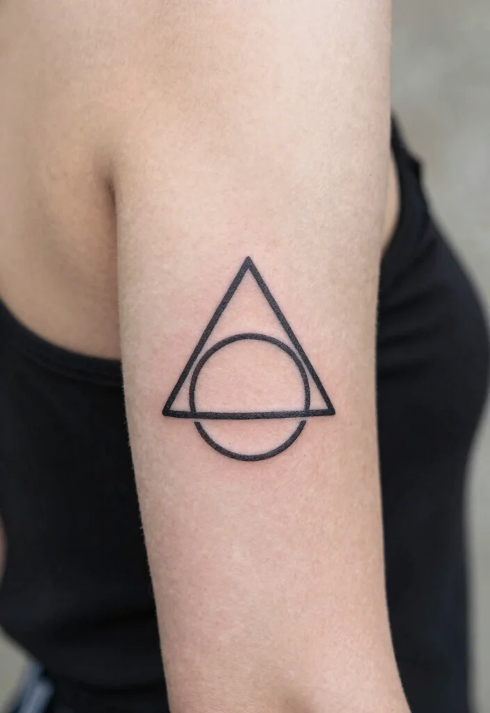 12 Minimalist Tattoo Ideas on the Back of the Arm Above Elbow 1. Simple Geometric Shapes 0