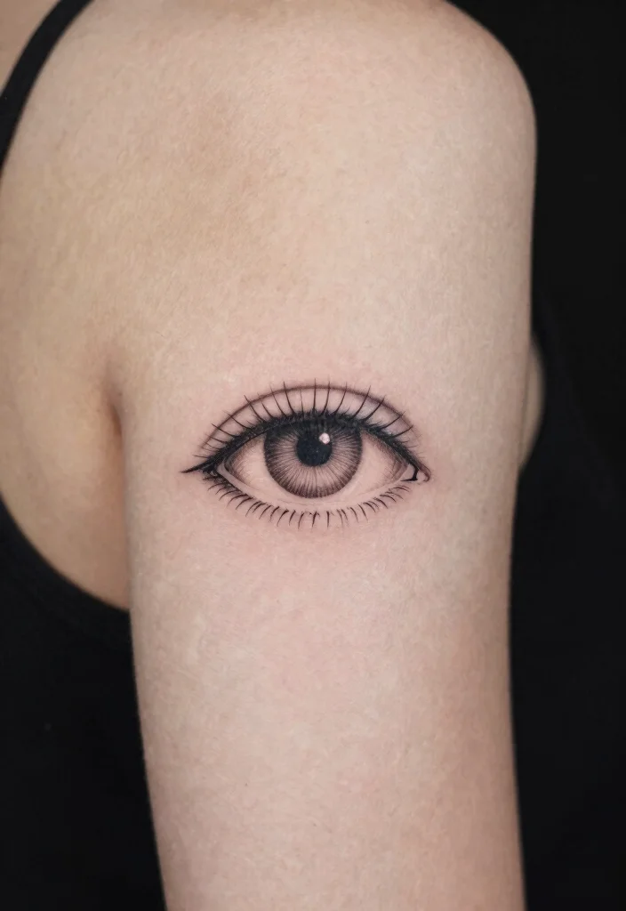 12 Minimalist Tattoo Ideas on the Back of the Arm Above Elbow 12. Minimalist Eye Designs 0