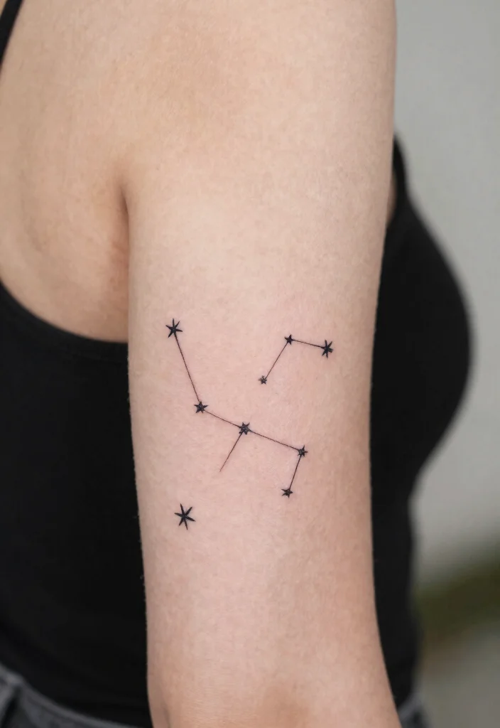 12 Minimalist Tattoo Ideas on the Back of the Arm Above Elbow 6. Minimalist Stars and Constellations 0