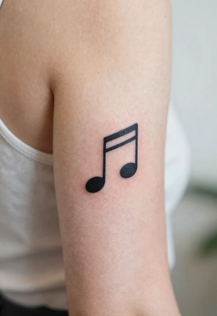 12 Minimalist Tattoo Ideas on the Back of the Arm Above Elbow 8. Minimalist Music Notes 0