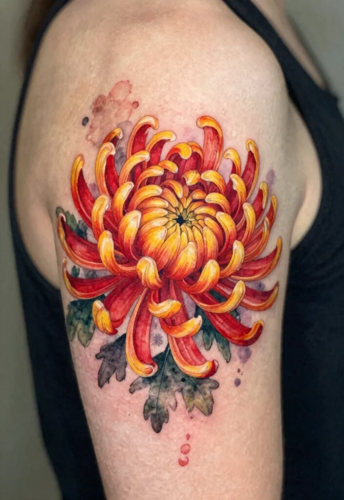 12 October and November Birth Flower Tattoo Ideas Symbolic 34 12 October and November Birth Flower Tattoo Ideas Symbolic 4. Watercolor Chrysanthemum Tattoo 0