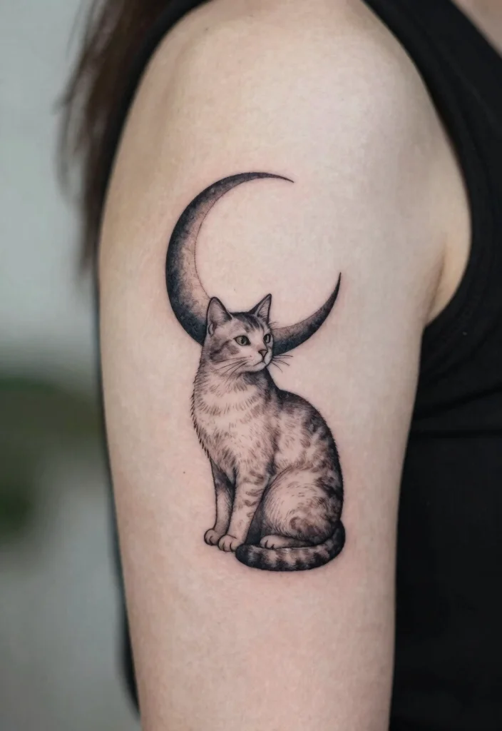 12 One Line Cat Tattoo Ideas Simple Artistic and Clean 100 12 One Line Cat Tattoo Ideas Simple Artistic and Clean 10. Cat and Moon 0