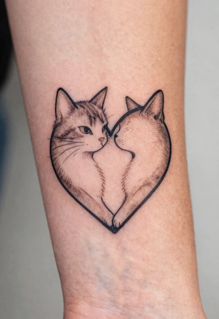 12 One Line Cat Tattoo Ideas Simple Artistic and Clean 34 12 One Line Cat Tattoo Ideas Simple Artistic and Clean 4. Cat with Heart 0