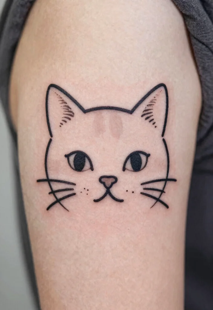 12 One Line Cat Tattoo Ideas Simple Artistic and Clean 45 12 One Line Cat Tattoo Ideas Simple Artistic and Clean 5. The Whimsical Cat Face 0