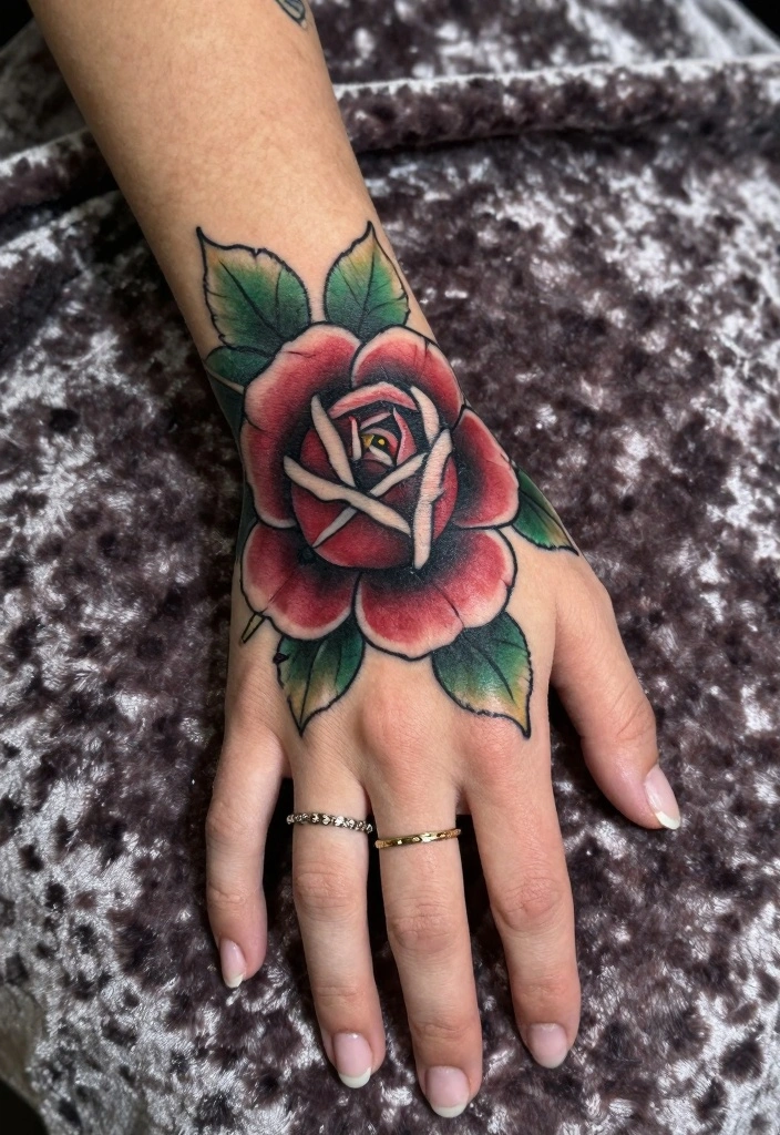 12 Rose Hand Tattoo Ideas for Women Bold and Feminine 3. Vintage Rose 0