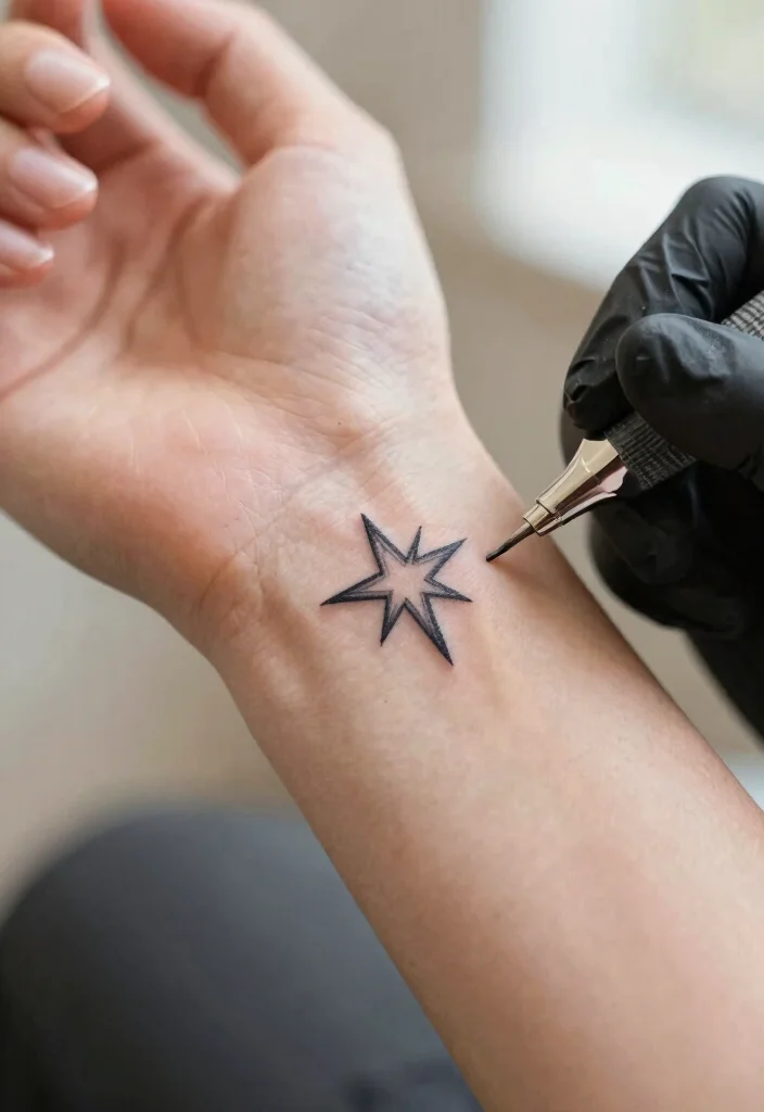 12 Simple Stick and Poke Tattoo Ideas Minimal and Personal 100 12 Simple Stick and Poke Tattoo Ideas Minimal and Personal - 10. Simple Star 1