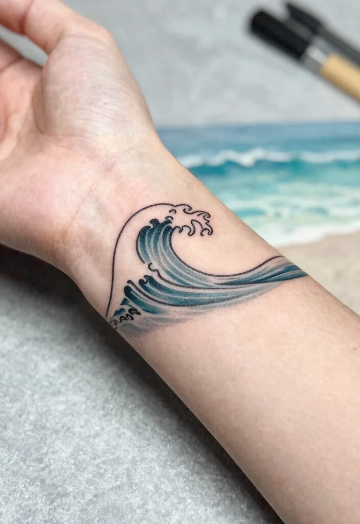 12 Simple Stick and Poke Tattoo Ideas Minimal and Personal 34 12 Simple Stick and Poke Tattoo Ideas Minimal and Personal - 4. Minimalist Wave 1