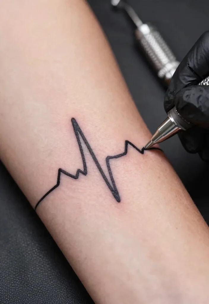 12 Simple Stick and Poke Tattoo Ideas Minimal and Personal 56 12 Simple Stick and Poke Tattoo Ideas Minimal and Personal - 6. Heartbeat Line 1