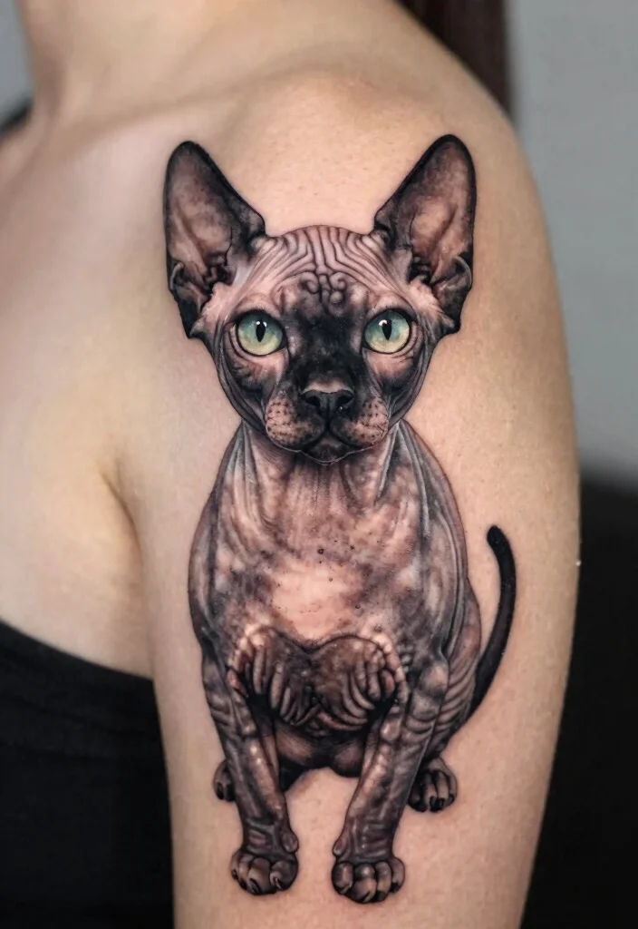 12 Sphynx Cat Tattoo Design Ideas Unique and Artistic 111 12 Sphynx Cat Tattoo Design Ideas Unique and Artistic 11. 3D Effect 0