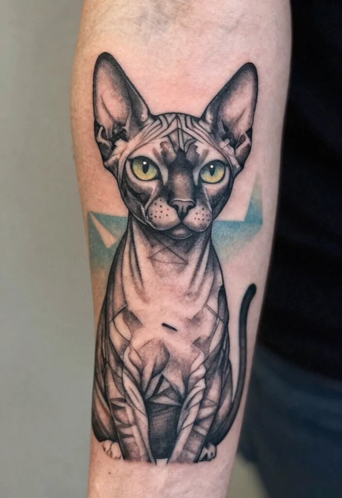 12 Sphynx Cat Tattoo Design Ideas Unique and Artistic 12 12 Sphynx Cat Tattoo Design Ideas Unique and Artistic 2. Geometric Design 0