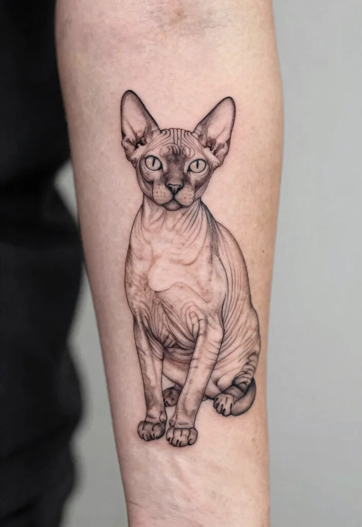 12 Sphynx Cat Tattoo Design Ideas Unique and Artistic 45 12 Sphynx Cat Tattoo Design Ideas Unique and Artistic 5. Line Art 0