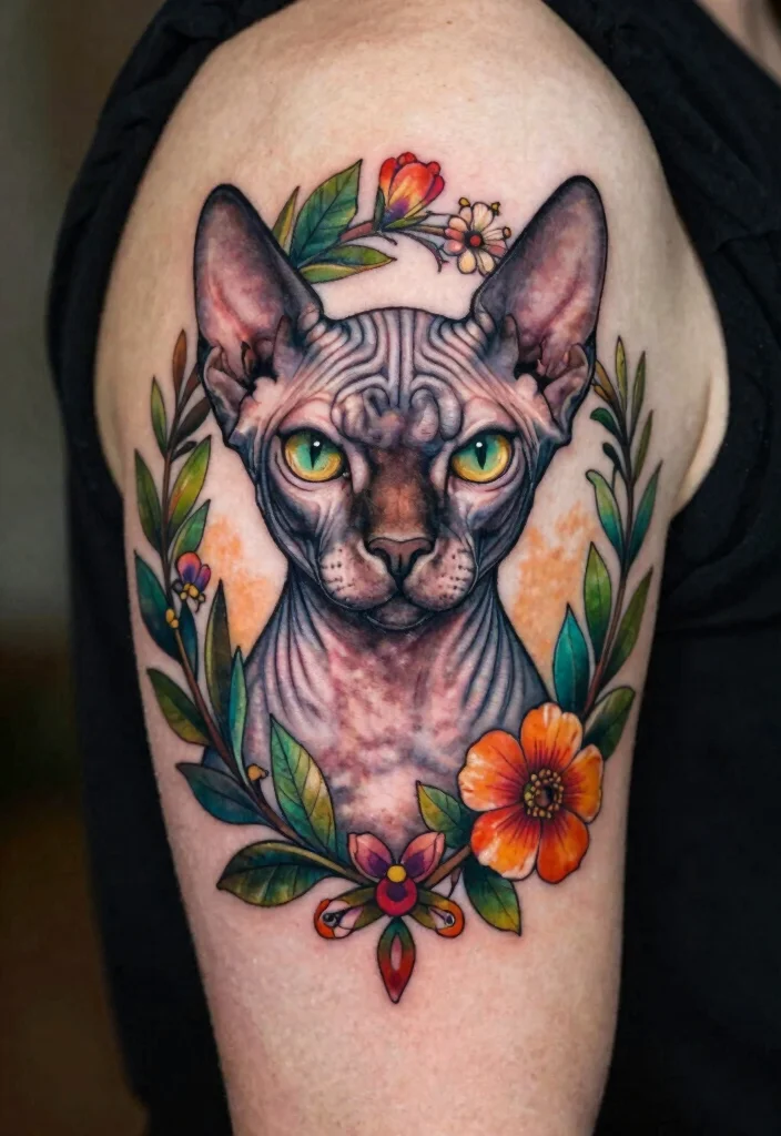 12 Sphynx Cat Tattoo Design Ideas Unique and Artistic 56 12 Sphynx Cat Tattoo Design Ideas Unique and Artistic 6. Nature Inspired 0