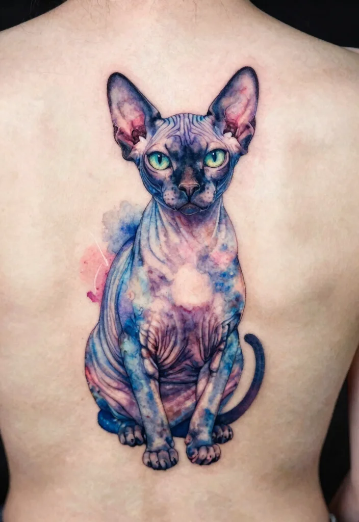 12 Sphynx Cat Tattoo Design Ideas Unique and Artistic 78 12 Sphynx Cat Tattoo Design Ideas Unique and Artistic 8. Watercolor Effects 0