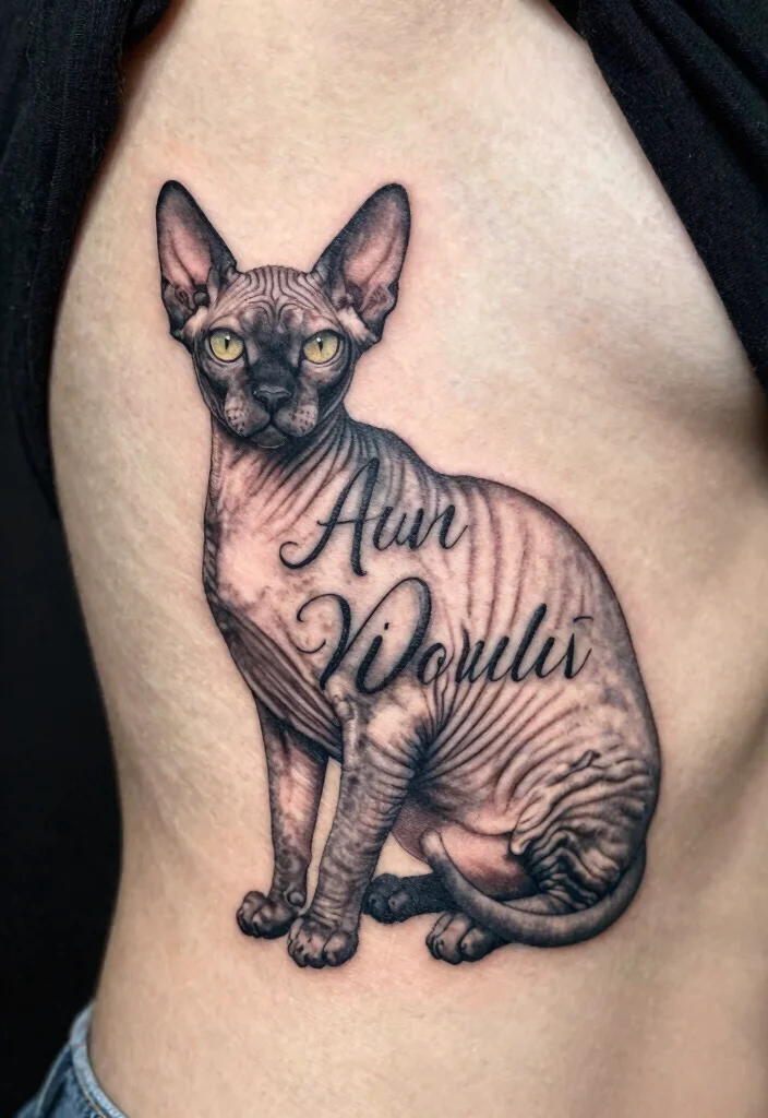 12 Sphynx Cat Tattoo Design Ideas Unique and Artistic 89 12 Sphynx Cat Tattoo Design Ideas Unique and Artistic 9. Tattoo with Text 0