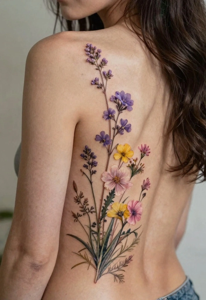 12 Stunning Back Waist Tattoo Ideas for Women Feminine and Delicate 10. Delicate Wildflowers 0