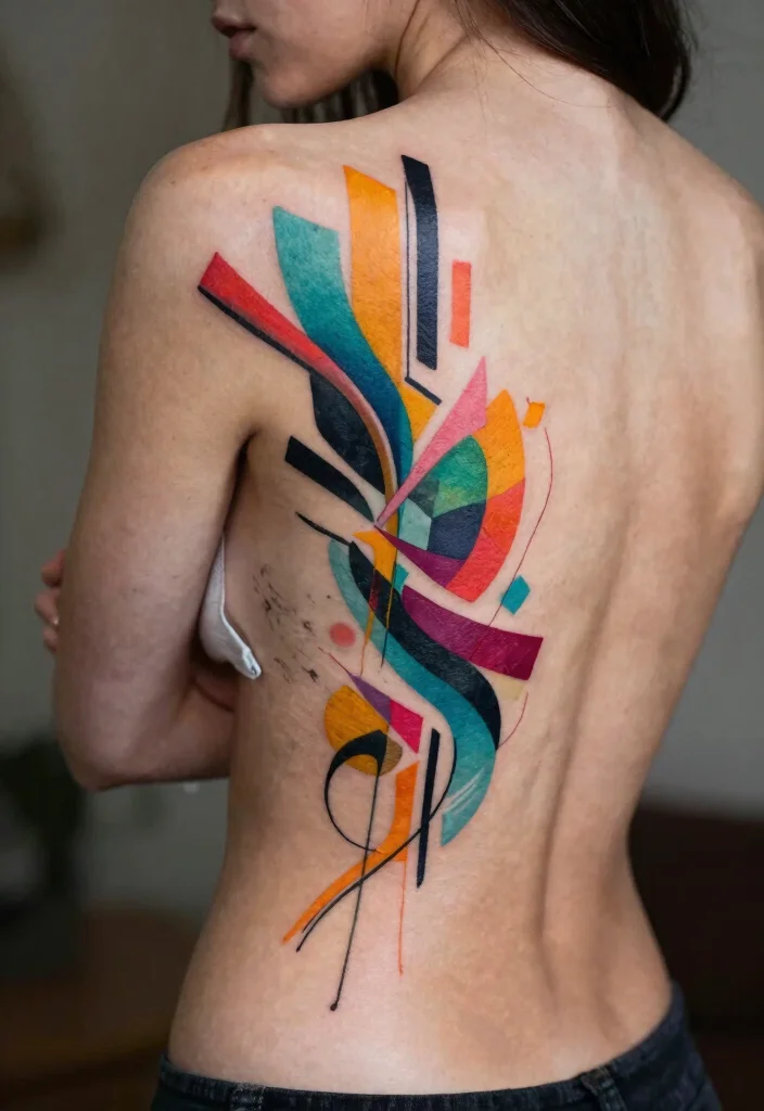 12 Stunning Back Waist Tattoo Ideas for Women Feminine and Delicate 11. Artistic Abstract Designs 0