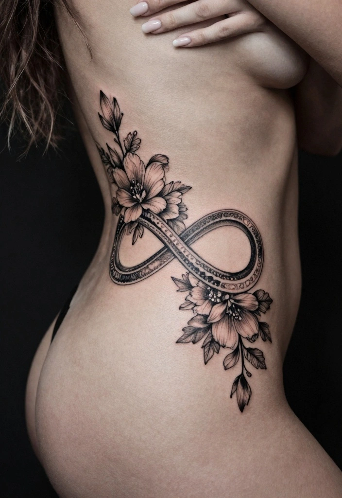 12 Stunning Back Waist Tattoo Ideas for Women Feminine and Delicate 12. Infinity Symbols with Floral Accents 0