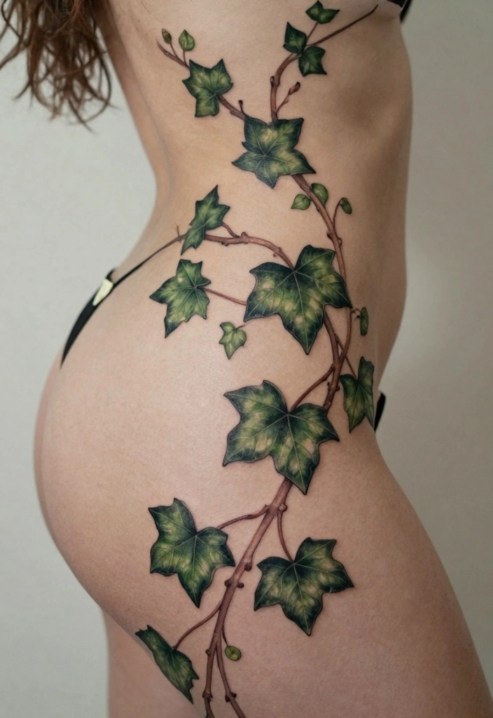 12 Stunning Back Waist Tattoo Ideas for Women Feminine and Delicate 3. Dainty Ivy Vines 0