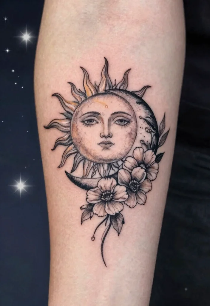 12 West Indian Tattoo Ideas With Cultural Roots - 12. The Sun and Moon Combination 1