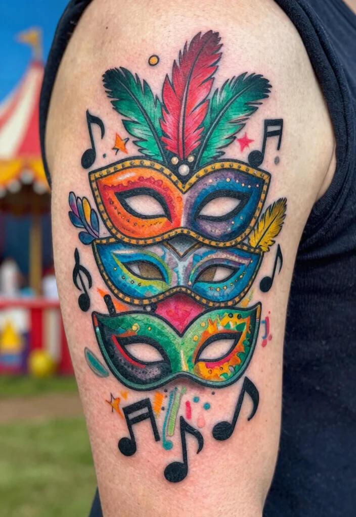 12 West Indian Tattoo Ideas With Cultural Roots - 6. Carnival-Inspired Tattoos 1