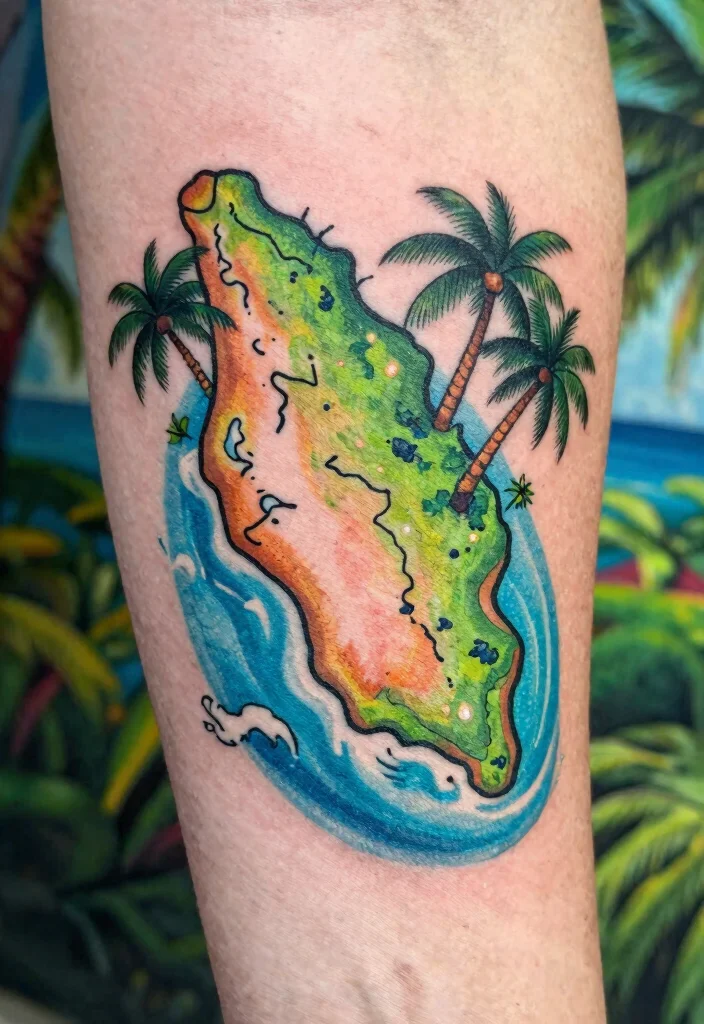 12 West Indian Tattoo Ideas With Cultural Roots - 8. The Island Map Tattoo 1