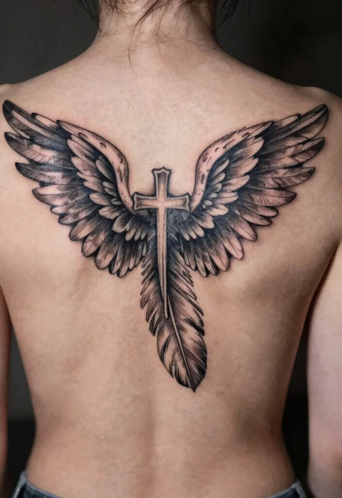 14 Angel Wings Tattoo Ideas on the Back Dramatic and Meaningful 14. Symbolic Angel Wings 0