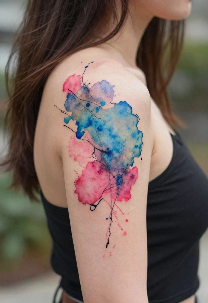 14 Back of Upper Arm Tattoo Ideas for Women Subtle and Chic 10. Abstract Watercolor 0