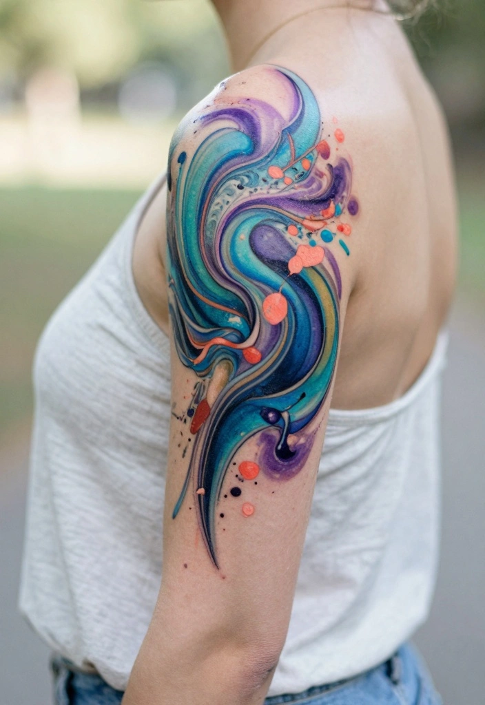 14 Back of Upper Arm Tattoo Ideas for Women Subtle and Chic 5. Abstract Art 0