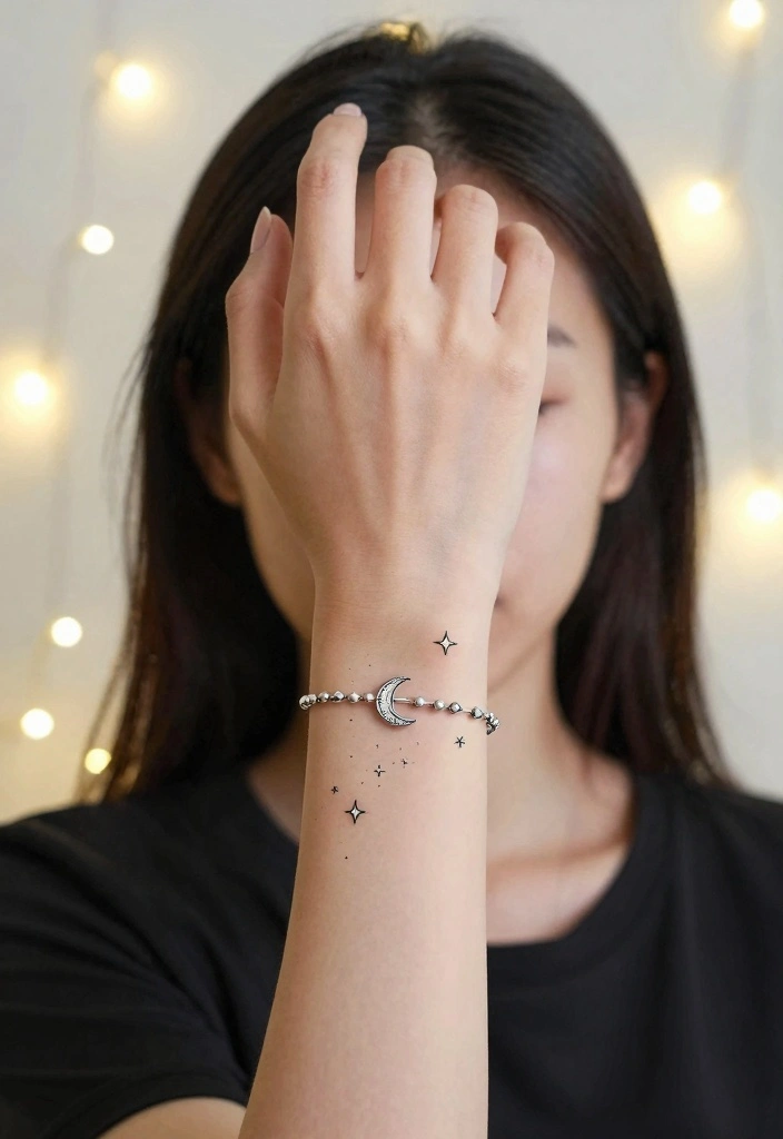 14 Bracelet Tattoo Ideas for Women: Elegant and Feminine 34 14 Bracelet Tattoo Ideas for Women: Elegant and Feminine - 4. Starry Night 1