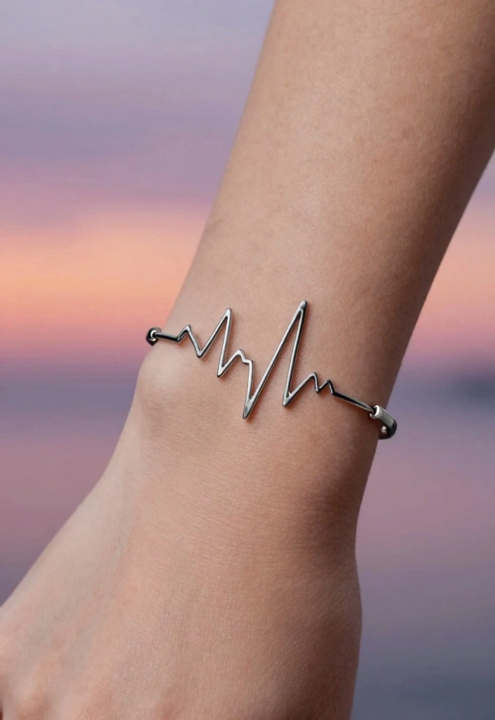 14 Bracelet Tattoo Ideas for Women: Elegant and Feminine 78 14 Bracelet Tattoo Ideas for Women: Elegant and Feminine - 8. Heartbeat Line 1